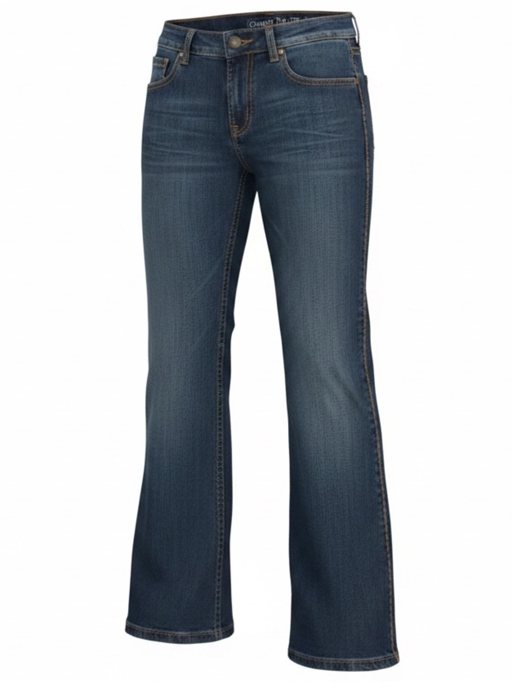 Cowgirl Tuff Western Edge Dark Blue Jeans Womens size 30 X 35 Brown Stitching - Picture 1 of 14